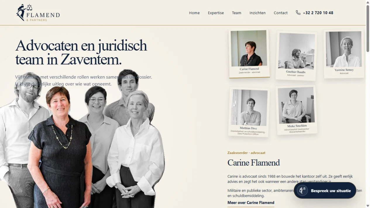 Teampagina op de Flamend & Partners website